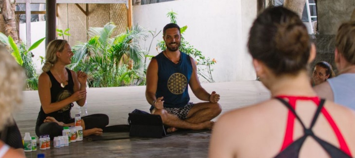 group of people meditating